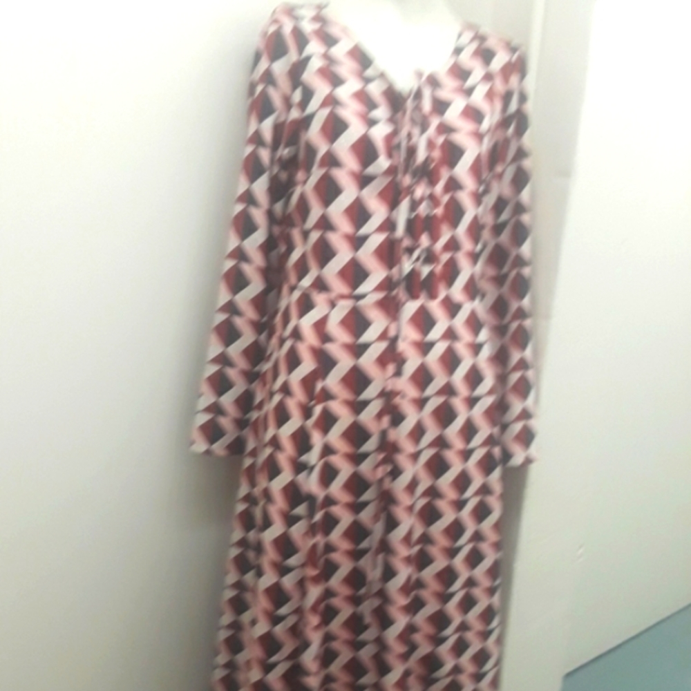HDY Haoduoyi Women PiNK RED Geometric print Midi Dress XXL - Picture 3 of 13